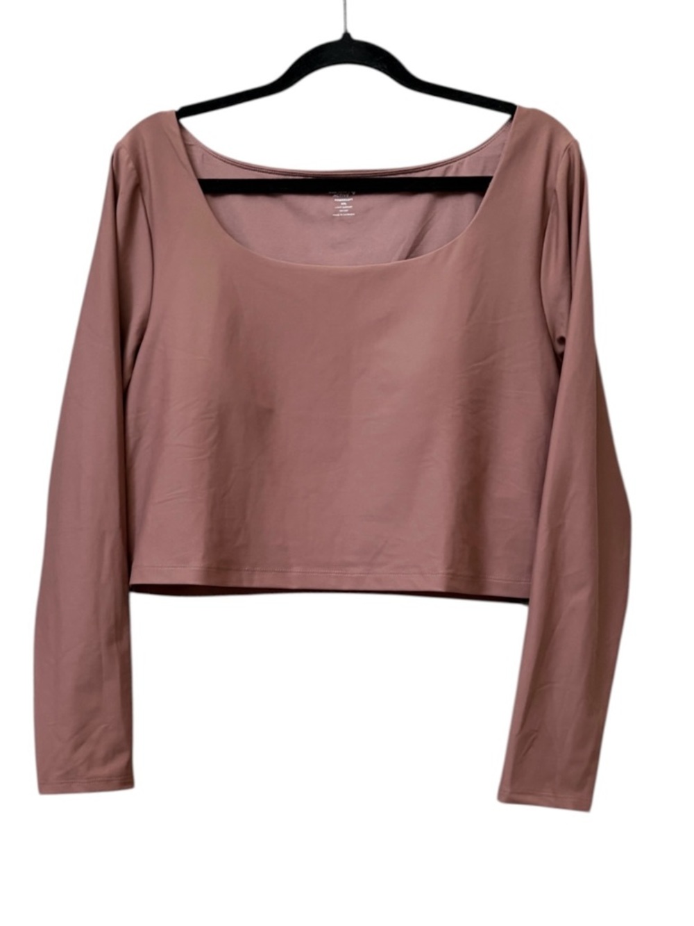 Old Navy PowerSoft Long Sleeve Crop Activewear Top Brown Womens XXL Built In Bra